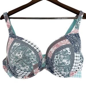 CACIQUE 42D Full Coverage Bra Multicolor Paisley Print Plus Size Padded Cottage